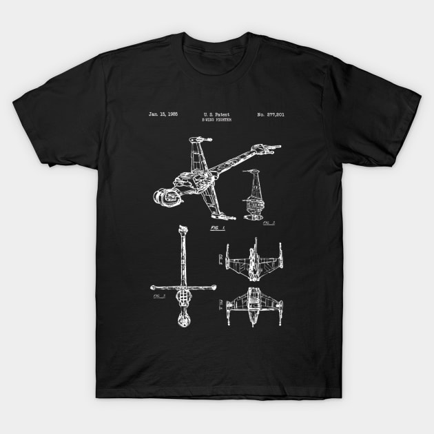 B-Wing Fighter (white) T-Shirt by Big Term Designs